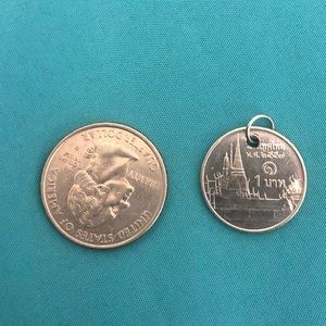silver thailand coin necklace charm